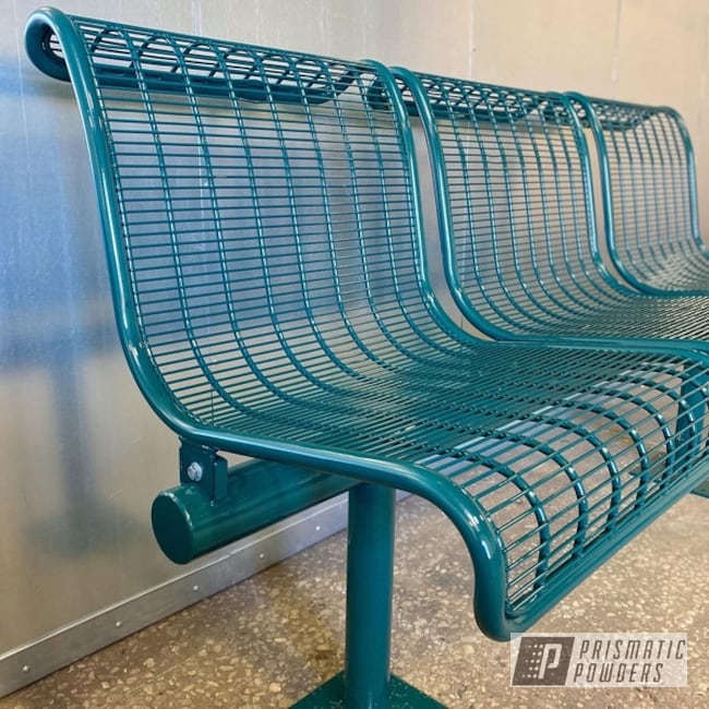 Powder Coated Ral 6004 Park Bench