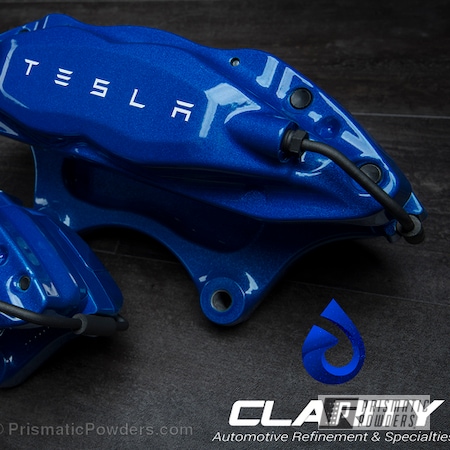 Powder Coating: Custom,Illusion Blue-Berg PMB-6910,Tesla Automotive,Clear Vision PPS-2974,Automotive,Tesla Model S Brakes