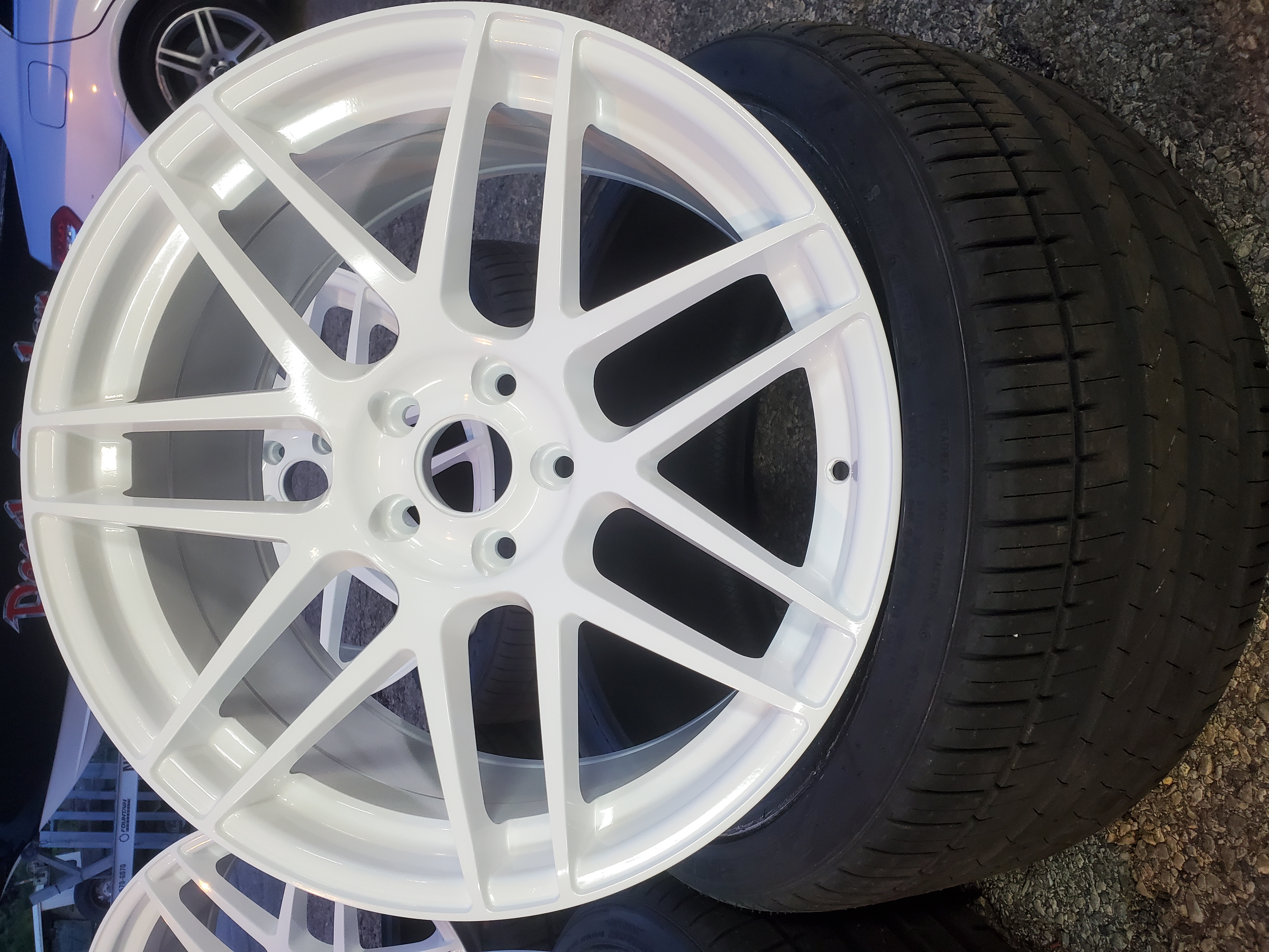Wheels Coated with a Polar White Finish | Prismatic Powders