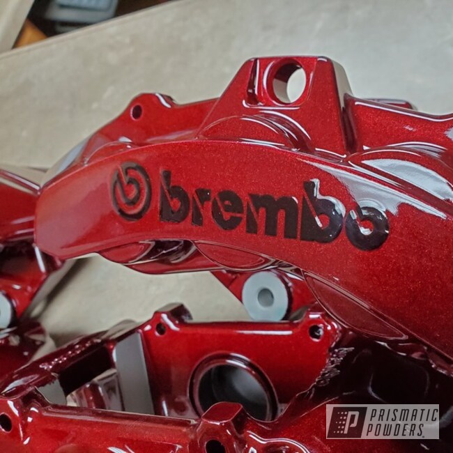Powder Coated Illusion Cherry And Clear Vision Brembo Brake Calipers