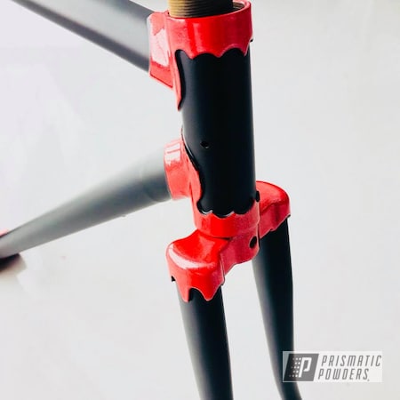 Powder Coating: Matte Black PSS-4455,Cosmic Red PMB-2131,Bike Frame,Black,Red,Two Tone,Bicycle,Frame,Team Fuji Bicycle Frame