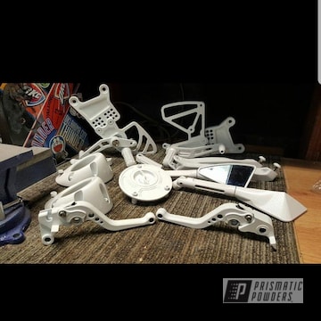 Powder Coated Motorcycle Parts In Gloss White