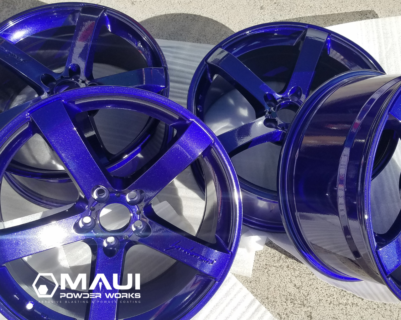 Powder Blue Rims Wheels Using a Clear Vision and Illusion Blue Finish | Prismatic Powders