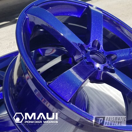 Powder Coating: Wheels,Clear Vision PPS-2974,Rims,Ford Mustang,Illusion Blue PSS-4513,Aluminum Wheels