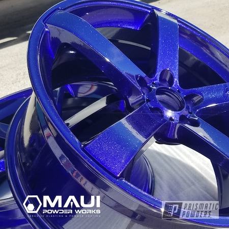 Powder Coating: Aluminum Wheels,Illusion Blue PSS-4513,Rims,Clear Vision PPS-2974,Ford Mustang,Wheels