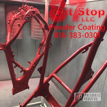 Motorcycle Frame Coated In A Fire Red Powder Coat