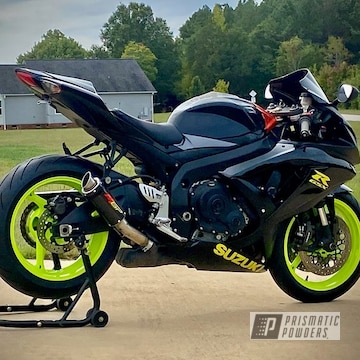 Powder Coated Clear Vision And Chartreuse Sherbert Gsxr Wheels