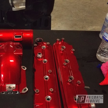 Powder Coating: Intake Manifold,Automotive,Heavy Silver PMS-0517,Intake,Intake Pipe,Deep Red PPS-4491,Valve Cover