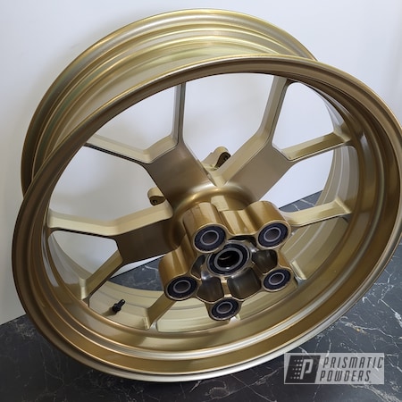 Powder Coating: Wheels,POLISHED ALUMINUM HSS-2345,Rims,Anodized Gold PPB-2262,Motorcycle Wheels