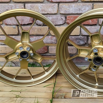 Polished Aluminum And Anodized Gold Motorcycle Wheels