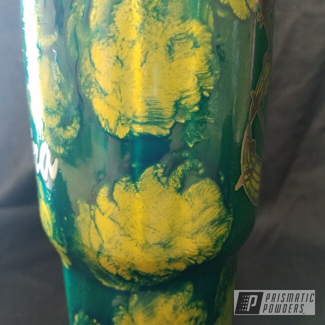 Custom Cup In A Yellow And Blue Powder Coat