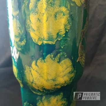 Custom Cup In A Yellow And Blue Powder Coat