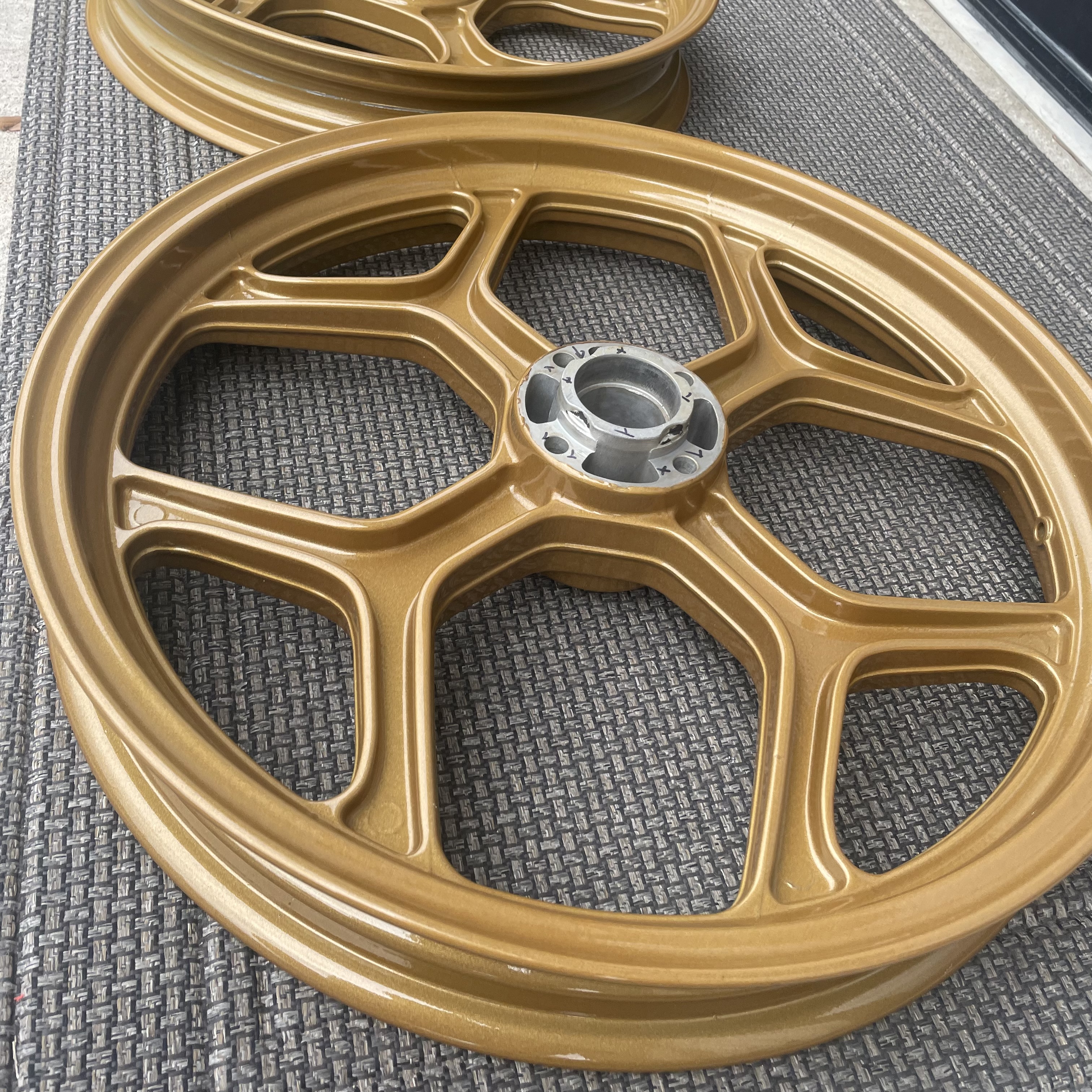 Motorcycle Wheels Coated With Gold Bar Gold and Clear Vision in Clear ...