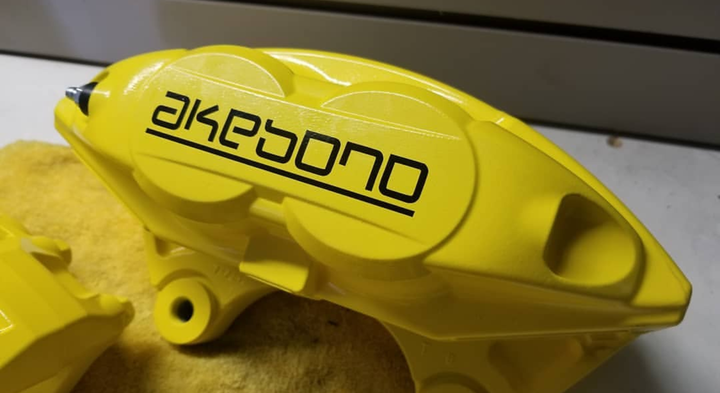 Powder Coating Brakes Rotor Glowing Yellow, powder coated Akebono calipers going on a 2017 Maxima ...