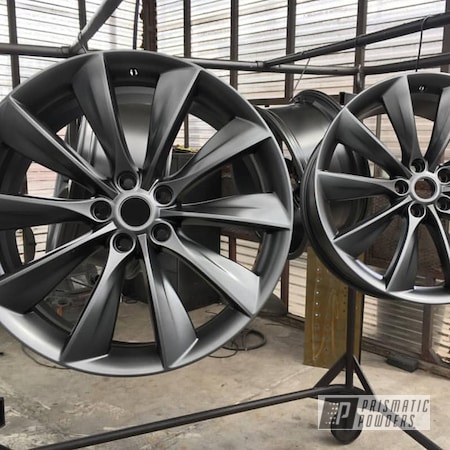 Powder Coating: Tesla Wheels,Evo Grey PMB-5969,Tesla Wheel,Automotive,Powder Coat,Wheels