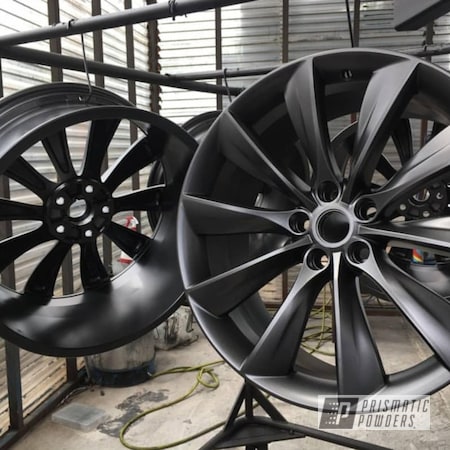 Powder Coating: Tesla Wheels,Evo Grey PMB-5969,Tesla Wheel,Automotive,Powder Coat,Wheels