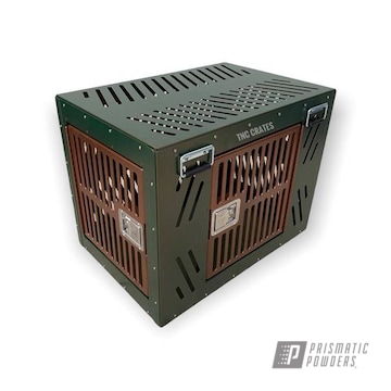 Powder Coated Shady Green/copper Tnc Dog Crate