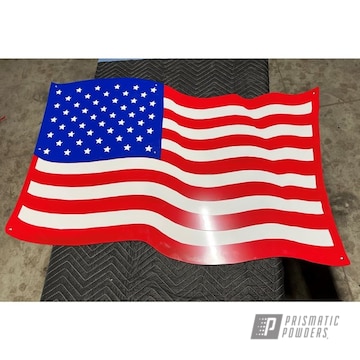 Hard Red, Cloud White And Southwest Blue Metal American Flag