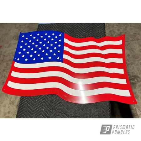 Powder Coating: Hard Red PSS-5394,American Flag,Southwest Blue PSS-0845,Flag,Cloud White PSS-0408,Metal Sign