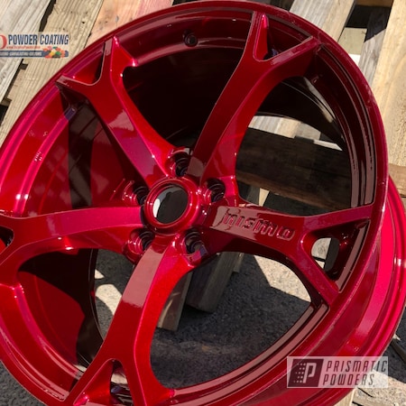 Powder Coating: Nismo Wheels,Zcar,Nissan,Rays,350,Rims,370,Illusion Cherry PMB-6905,Clear Vision PPS-2974,Automotive,Wheels