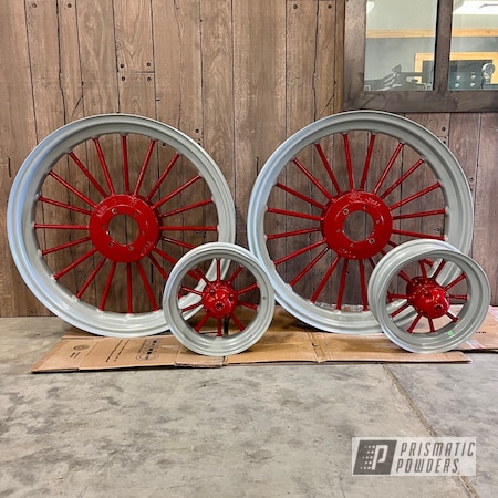 Powder Coating: Tractor Wheels,Vampire Red PSS-3013,Rims,Two Stage Application,Farmall Tractor,Tractor Restoration,Misty Grey PMB-4592,Two Tone Wheels,Tractor Parts,Tractor,Wheels