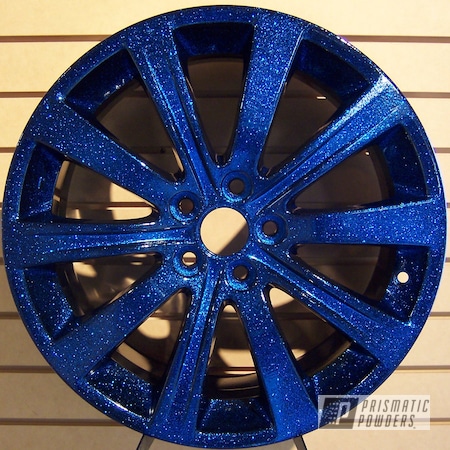 Powder Coating: Wheels,Rims,Ink Black PSS-0106,Subaru,Magnum Blue Sparkle PPB-5078