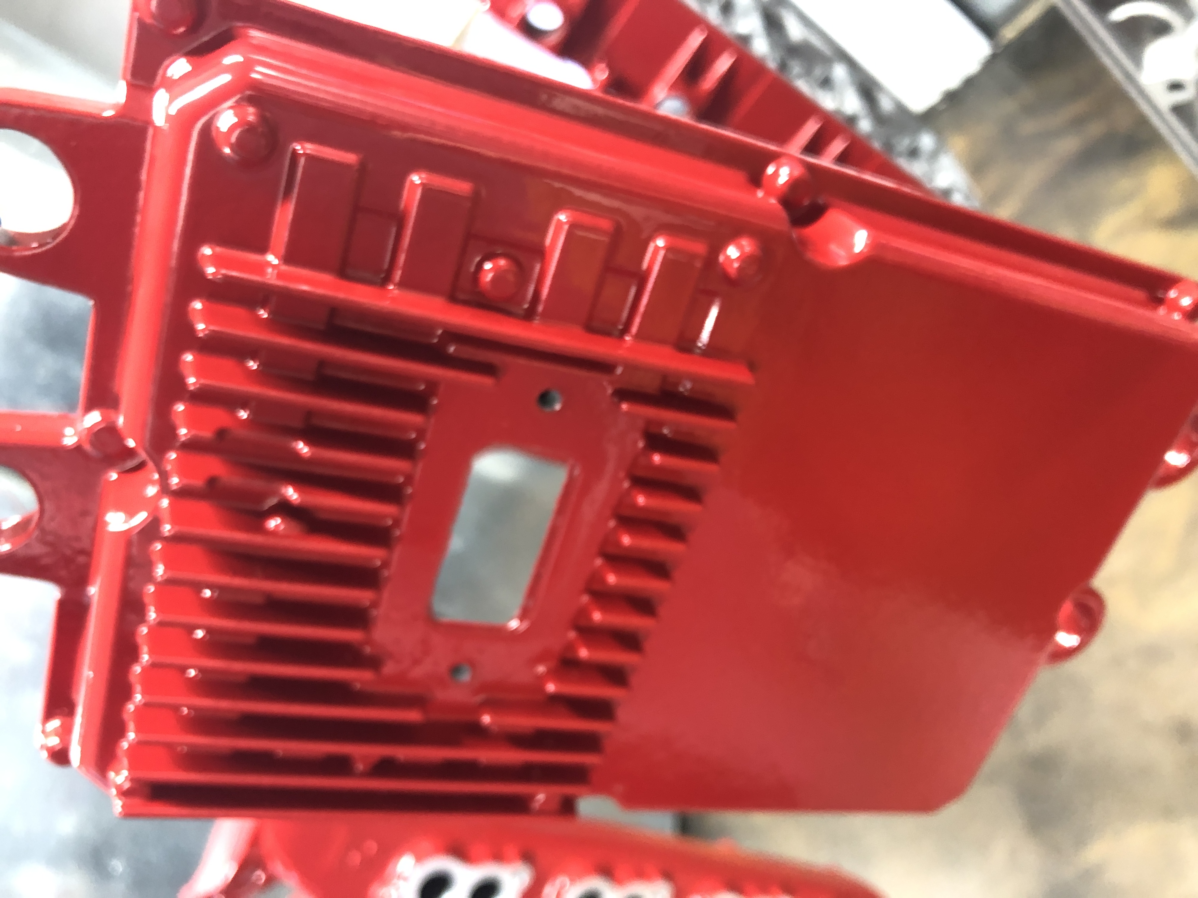 Powder Coating Car Rocker Cover Ford Parts Done in Flag Red | Prismatic Powders