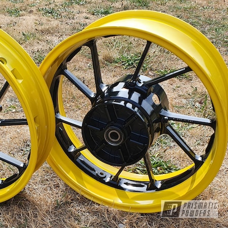 Powder Coating: RAL 1021 Colza Yellow,Rims,RAL 9005 Jet Black,Motorcycle Wheels,Wheels