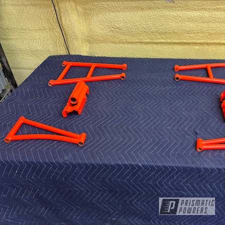 Powder Coating: sled,Spindles,F7,Orange Glow PSS-2876,Arctic Cat,Control Arms,Bright Fluorescent