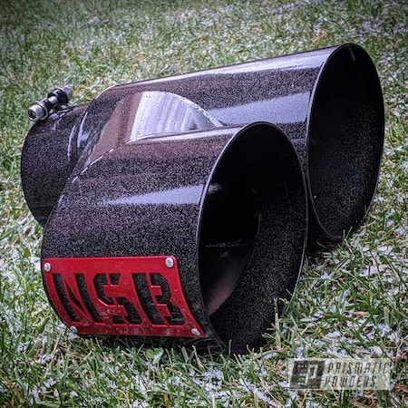 Powder Coating: Exhaust Tip,Exhaust,Dual Exhaust Tip,NSB,Northspec Built,NSB Exhaust Tip,Automotive,Diesel Trucks,Silver Sparkle PPB-4727,Illusion Ruby PMB-10523