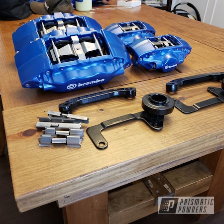 Powder Coating: Iced Candy Blue PPB-7086,Auto Parts,Brembo,Subaru,Clear Vision PPS-2974,SUPER CHROME USS-4482,Automotive,Brake Calipers,brembos