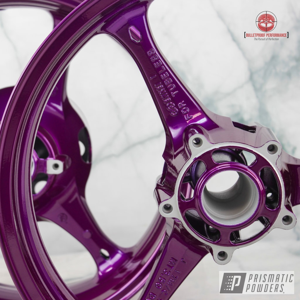 Motorcycle Rims Powder Coated in Illusion Violet | Prismatic Powders
