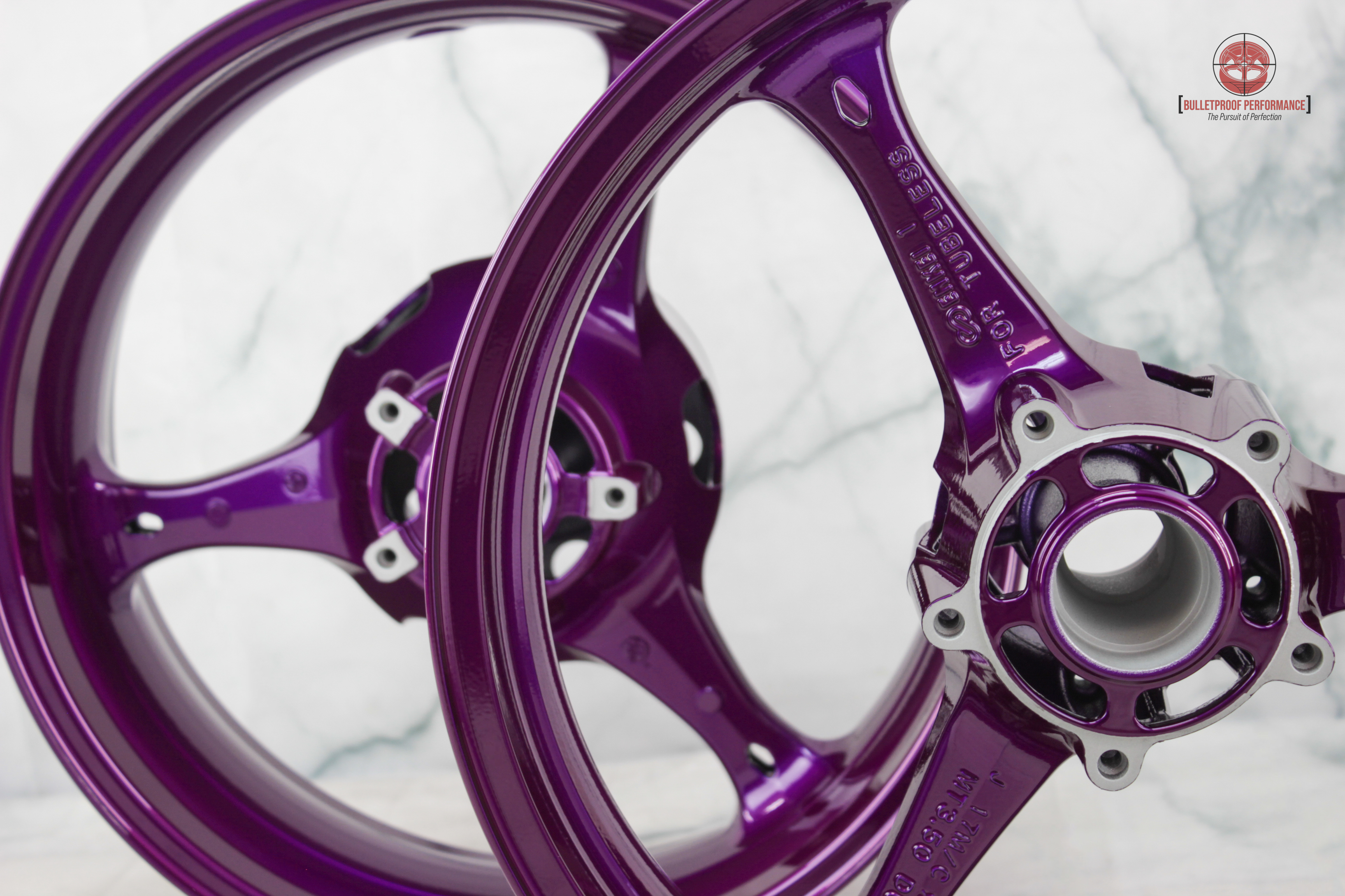 Motorcycle Rims Powder Coated in Illusion Violet | Prismatic Powders