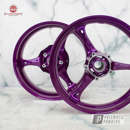 Powder Coating: Motorcycles,Motorcycle Rims,Rims,Clear Vision PPS-2974,Illusion Violet PSS-4514,Motorcycle Wheels,Wheels