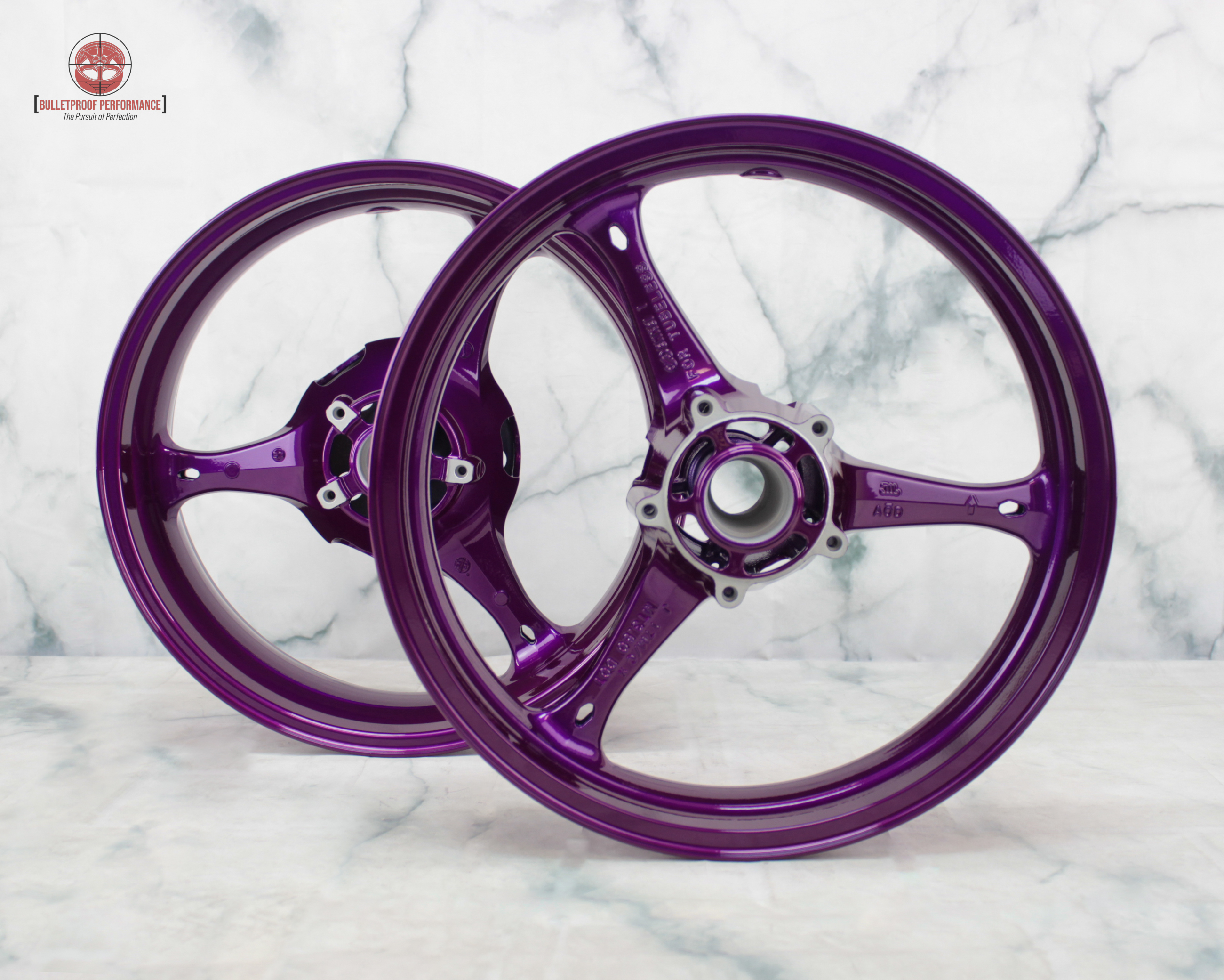 Motorcycle Rims Powder Coated in Illusion Violet | Prismatic Powders
