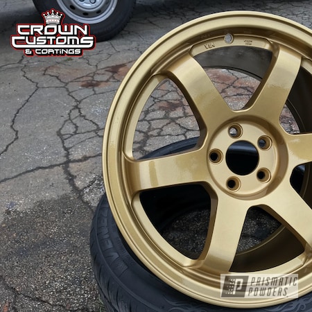Powder Coating: Wheels,Auto Parts,Automotive,Clear Vision PPS-2974,Spanish Gold EMS-0940