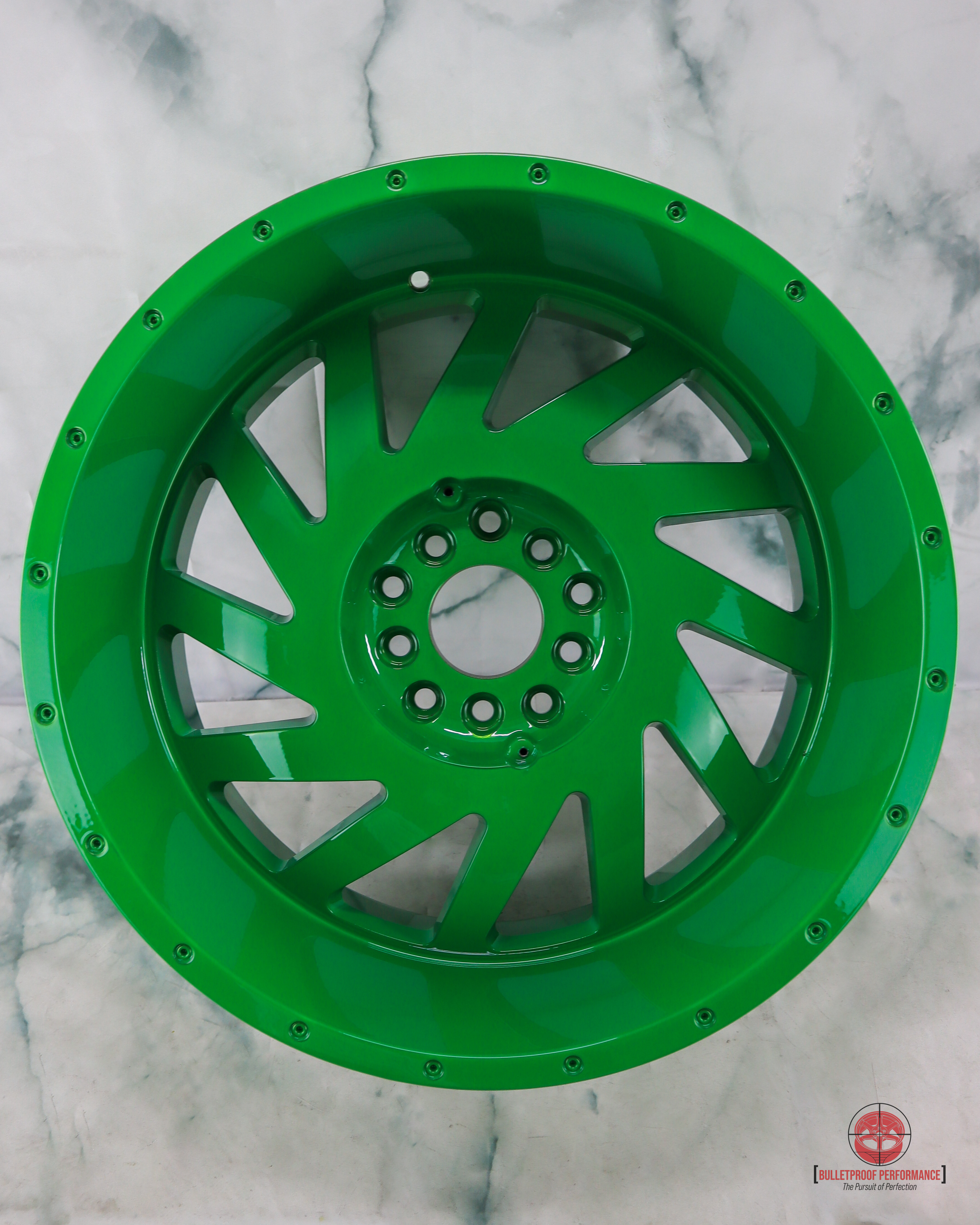 Truck Rims Powder Coated in Lollypop Lime | Prismatic Powders