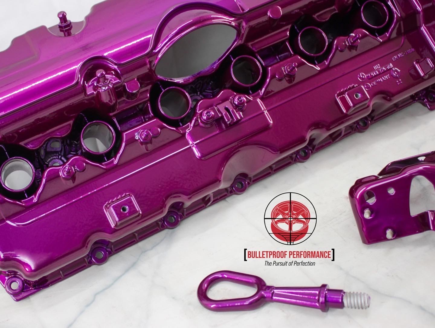 Powder Coating Car Rocker Cover Valve Cover Powder Coated in Illusion Violet (PSS-4514) | Prismatic Powders