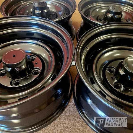 Powder Coating: Wheels,15 Inch Wheels,15" Steel Wheels,Black Metallic PMB-4105,Rims,Steel Wheels,Automotive Rims,Automotive Wheels