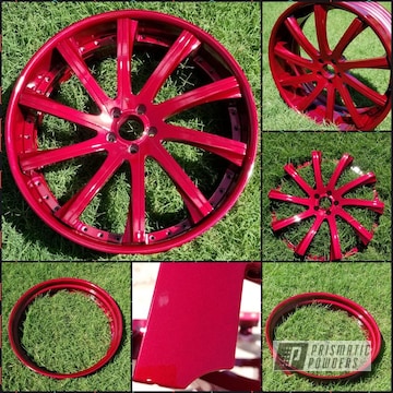 Powder Coated 24 Inch Wheels In A Red Cherry Color