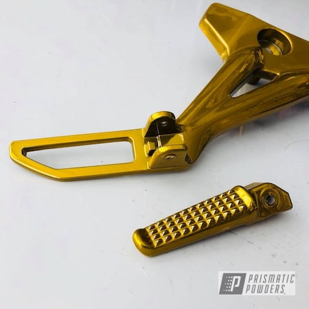 Powder Coating: Motorcycles,Custom,Gold,GROM,Brassy Gold PPS-6530,Two Stage Application,SUPER CHROME USS-4482,Honda,Motorcycle Parts,Rearsets