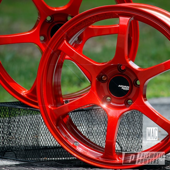 Powder Coated Red Advan Racing Wheels