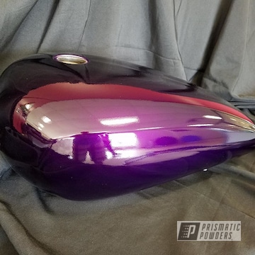 Powder Coated Harley Davidson Fuel Tank In A Gloss Purple Finish