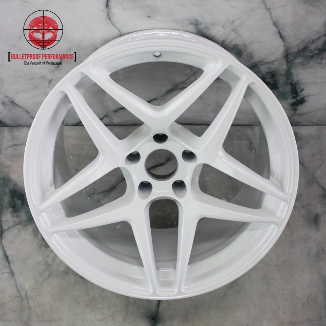 Piw Rims Rims Done in a Polar White Finish | Prismatic Powders