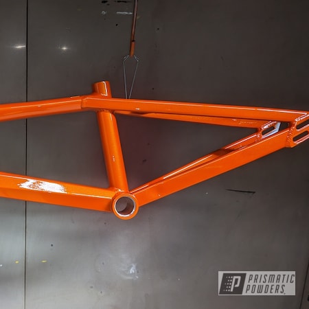 Powder Coating: Clear Vision PPS-2974,Bike Frame,Illusion Orange PMS-4620