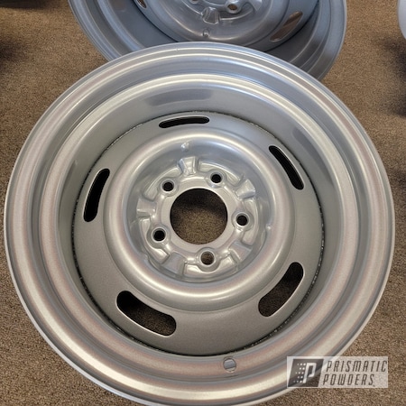 Powder Coating: Wheels,15" Steel Wheels,Heavy Silver PMS-0517,Rims,Steel Wheels,Automotive Rims,Automotive Wheels,Steel Rims