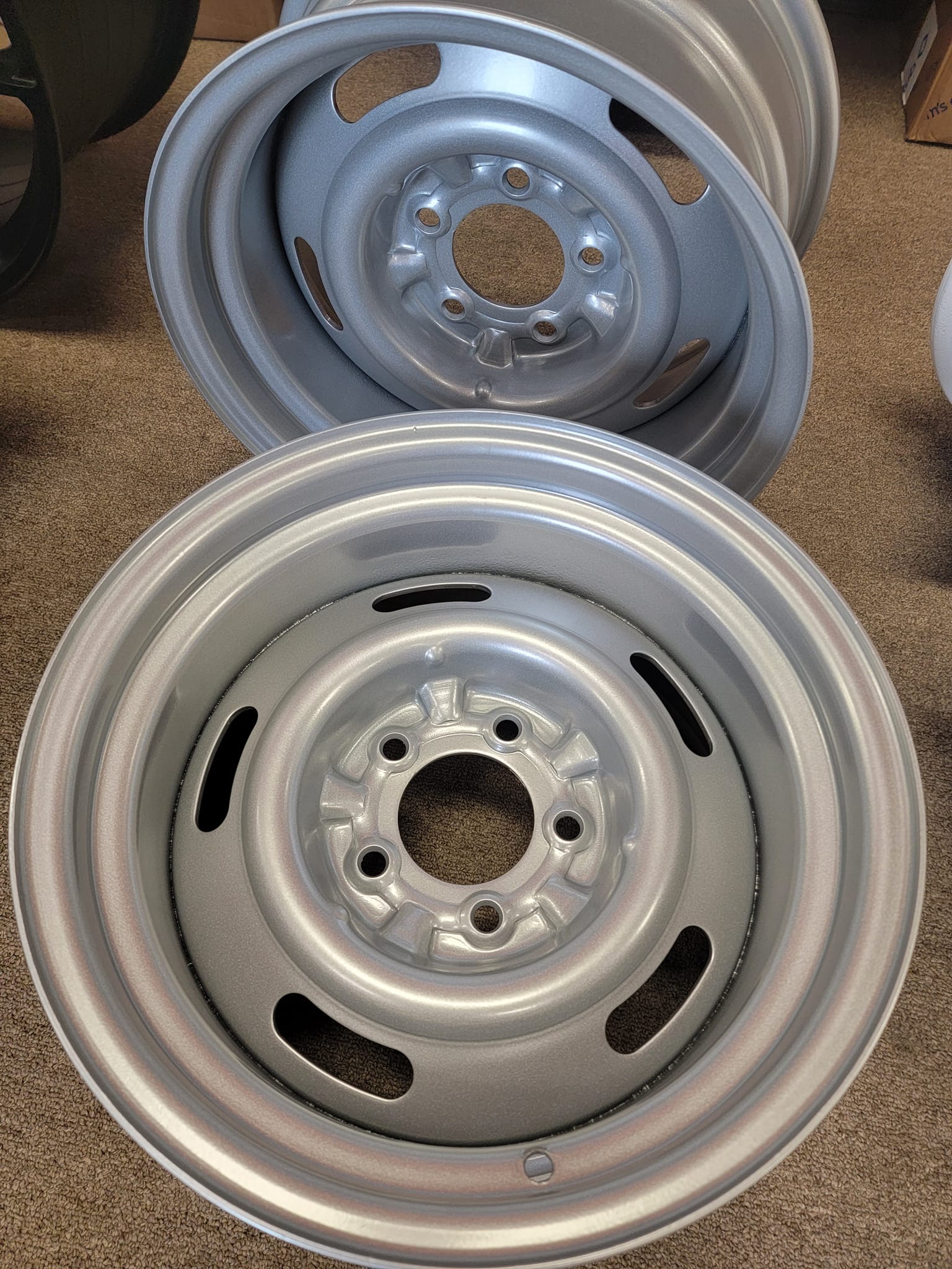 Steel Pearl Rims Steel Wheels Done in Heavy Silver | Prismatic Powders