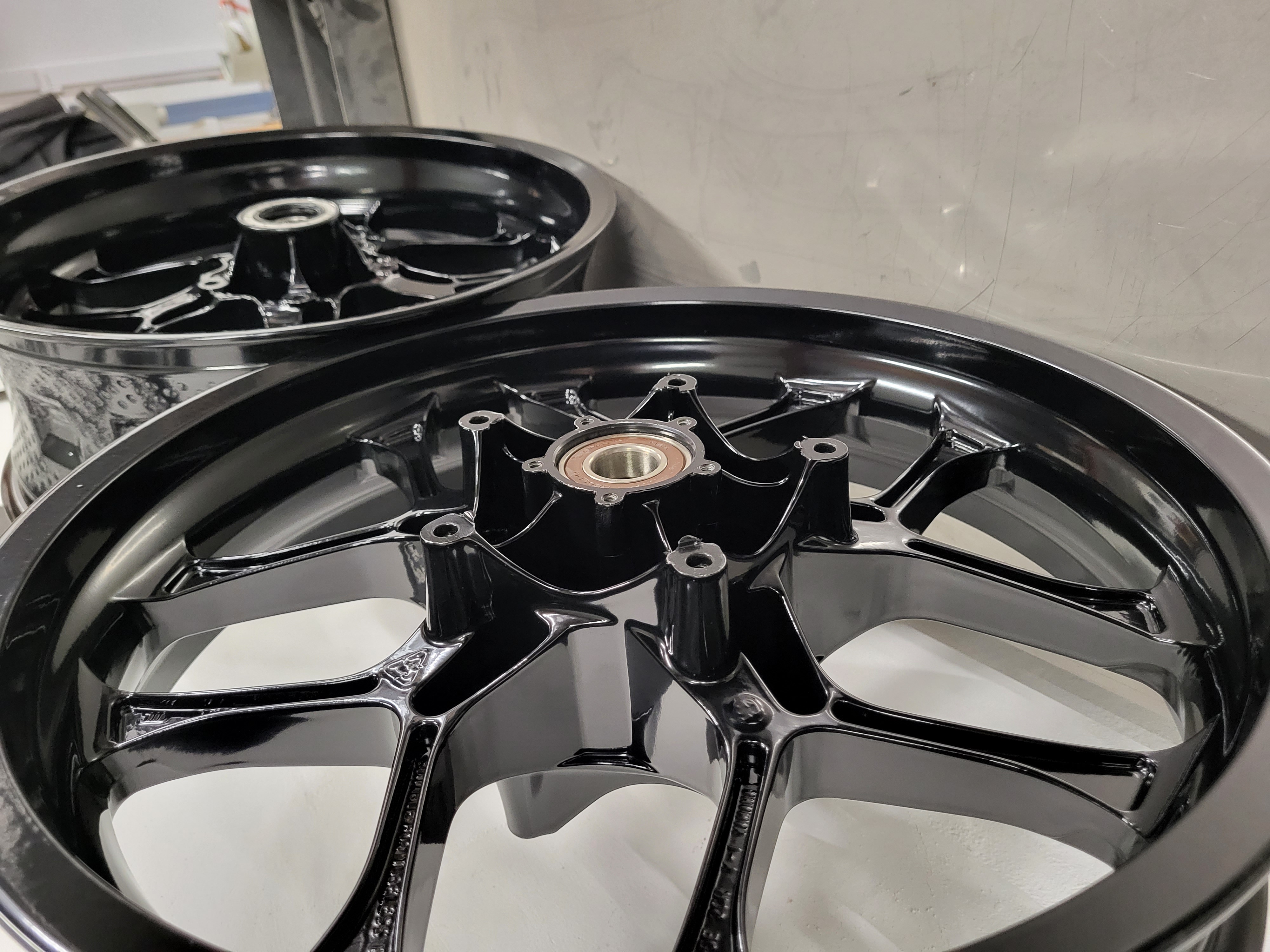 Motorcycle Wheels Done in an RAL 9005 Finish | Prismatic Powders