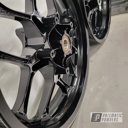 Powder Coating: Wheels,Motorcycle Rims,Rims,RAL 9005 Jet Black,Motorcycle Wheels