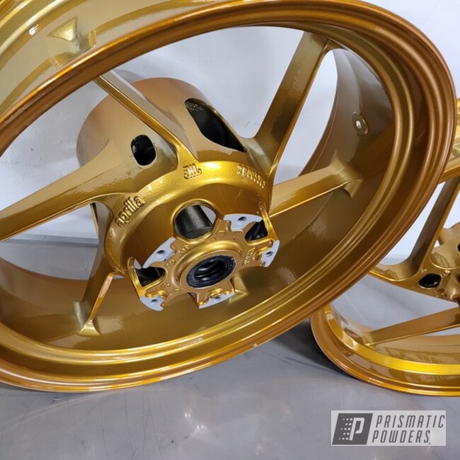 Powder Coated Polished Aluminum And Transparent Gold Motorcycle Wheels
